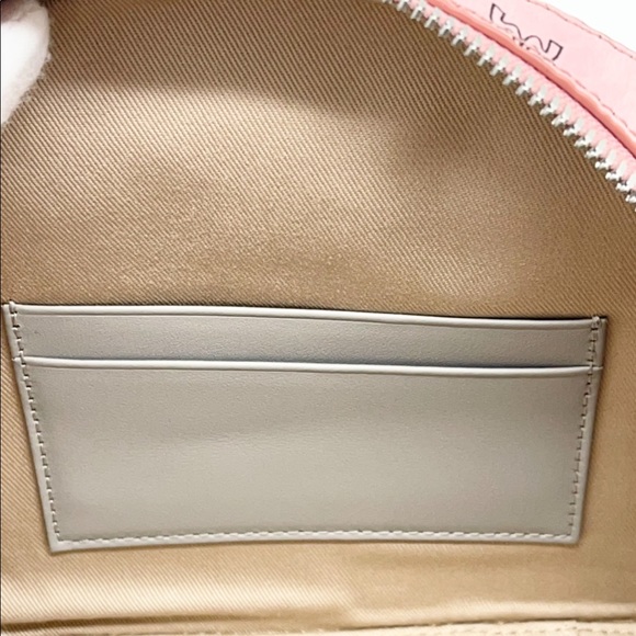 MCM New Mini Half Moon Top Handle Satchel Purse Soft Pink Logo Crossbody Bag - Picture 7 of 16